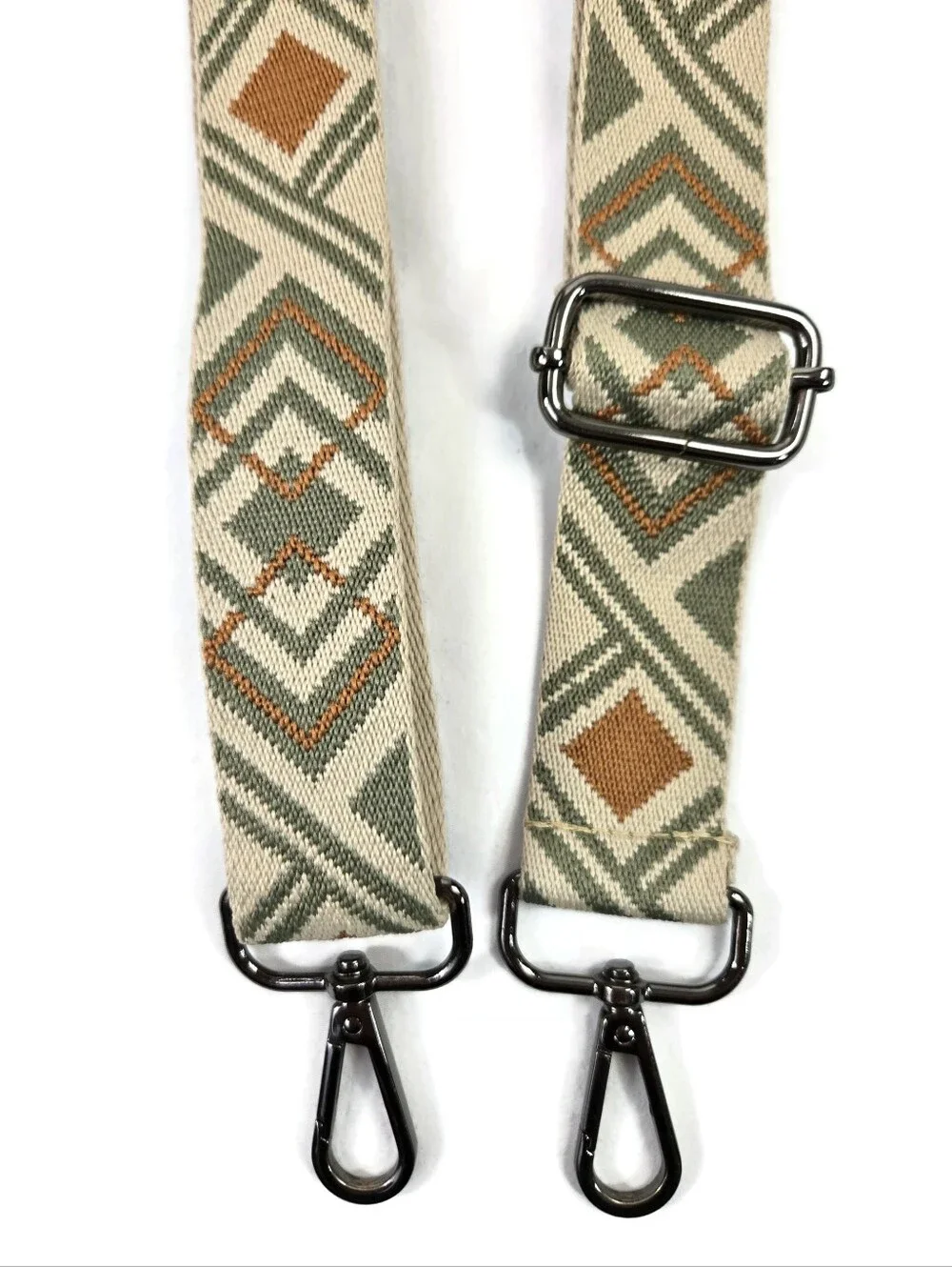 Boho Sage Green Rust Geometric Woven Replacement Adjustable Purse Strap NWOT